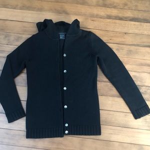 Theory Black thick knit hooded sweater - s